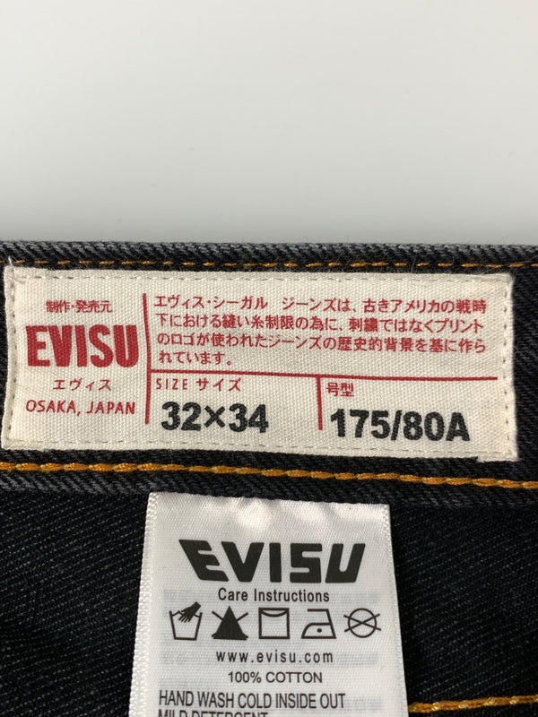【中古品】【メンズ】 EVISU エヴィス ダイコックプリントバギージーンズ 175 80A メンズ ボトムス ジーパン デニムパンツ 156-261002-em-64-min サイズ：32×34 カラー：ブラックインディゴ 万代Net店