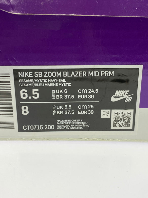 【中古品】【メンズ/レディース】 NIKE ナイキ SB ZOOM BLAZER MID PRM CT0715-200 ズーム ブレーザー ミッド プレミアム スニーカー 靴 160-261007-yn-01-min サイズ：24.5cm US6.5 カラー：SESAMI/MYSTIC NAVY-SAIL 万代Net店