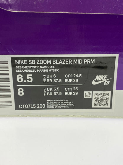 【中古品】【メンズ/レディース】 NIKE ナイキ SB ZOOM BLAZER MID PRM CT0715-200 ズーム ブレーザー ミッド プレミアム スニーカー 靴 160-261007-yn-01-min サイズ：24.5cm US6.5 カラー：SESAMI/MYSTIC NAVY-SAIL 万代Net店