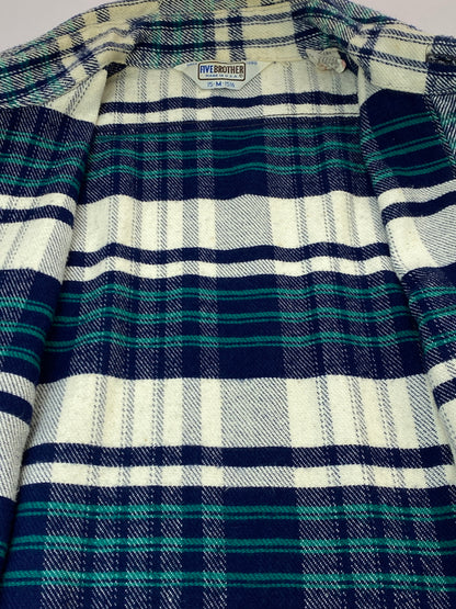 【中古品】【メンズ】 FIVEBROTHER ファイブブラザー 3061-FBA 80S FLANNEL SHIRT フランネルシャツ チェックシャツ 長袖シャツ 146-261003-ta-36-min サイズ：M カラー：ブルー/ホワイト 万代Net店