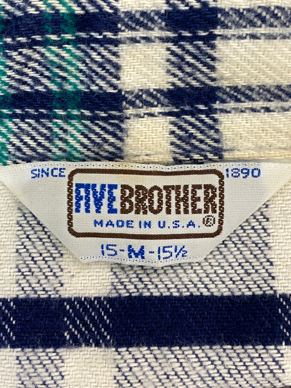 【中古品】【メンズ】 FIVEBROTHER ファイブブラザー 3061-FBA 80S FLANNEL SHIRT フランネルシャツ チェックシャツ 長袖シャツ 146-261003-ta-36-min サイズ：M カラー：ブルー/ホワイト 万代Net店