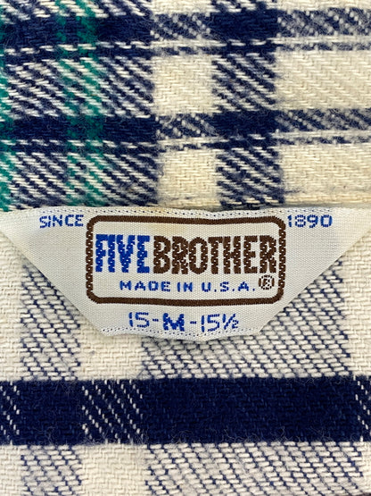 【中古品】【メンズ】 FIVEBROTHER ファイブブラザー 3061-FBA 80S FLANNEL SHIRT フランネルシャツ チェックシャツ 長袖シャツ 146-261003-ta-36-min サイズ：M カラー：ブルー/ホワイト 万代Net店