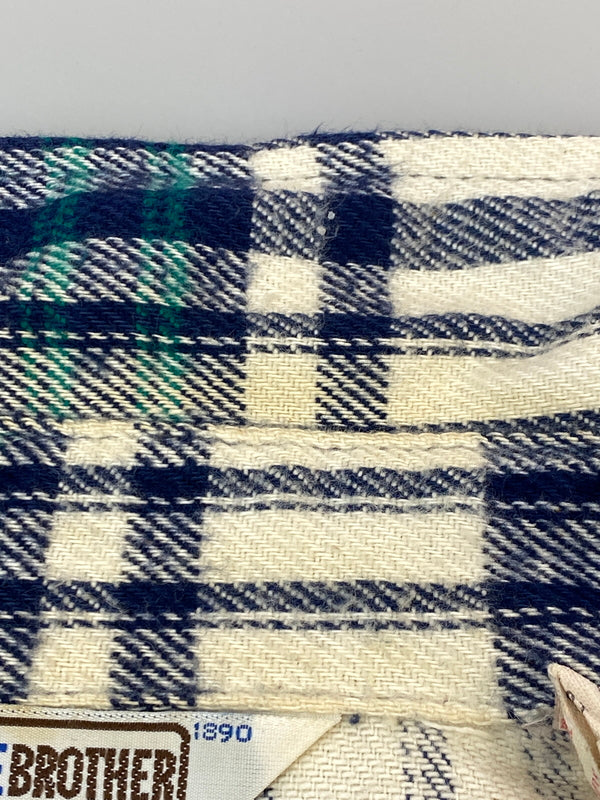 【中古品】【メンズ】 FIVEBROTHER ファイブブラザー 3061-FBA 80S FLANNEL SHIRT フランネルシャツ チェックシャツ 長袖シャツ 146-261003-ta-36-min サイズ：M カラー：ブルー/ホワイト 万代Net店