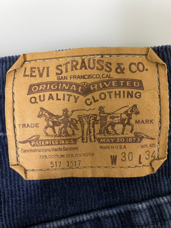 【中古品】【メンズ】 LEVI'S リーバイス CORDUROY PANTS517-1517 刻印536 80S 白タブ コーデュロイ パンツ 80年代 ヴィンテージ メンズ ボトムス 157-261002-em-35-min サイズ：W30×L34 カラー：ネイビー 万代Net店