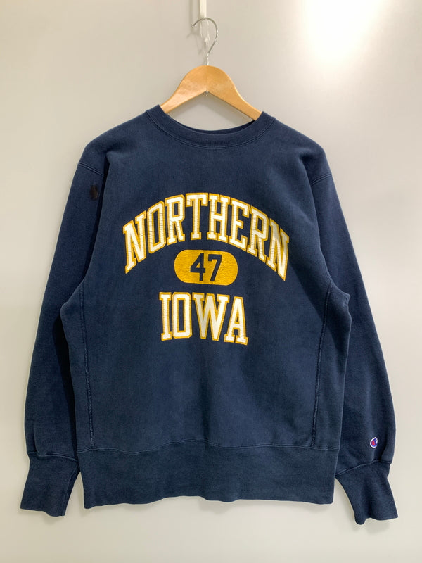 【中古品】【メンズ】 CHAMPION チャンピオン 90S NORTHERN IOWA SWEATSHIRT リバースウィーブ スウェットシャツ 90年代 ヴィンテージ メンズ トップス トレーナー 146-261005-em-21-min サイズ：L カラー：ネイビー 万代Net店