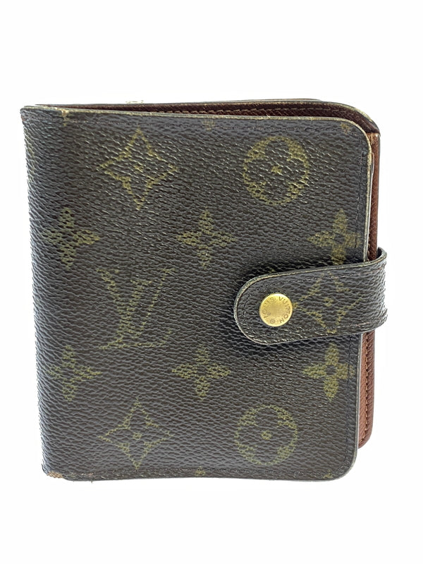 【中古品】【メンズ/レディース】 LOUIS VUITTON ルイ・ヴィトン モノグラム コンパクト・ジップ M61667 二つ折り財布 ウォレット 179-261008-em-05-min カラー：ブラウン 万代Net店