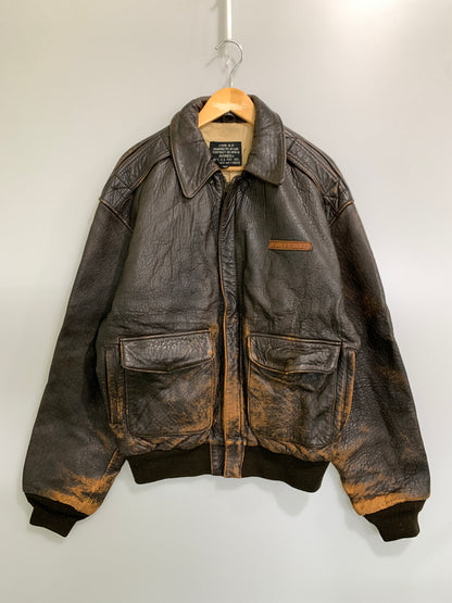 【現状渡し品】【メンズ】 AVIREX アヴィレックス A-2 LEATHER JACKET レザー ジャケット メンズ アウター ブルゾン 革ジャン 145-261002-em-59-min カラー：ブラウン 万代Net店