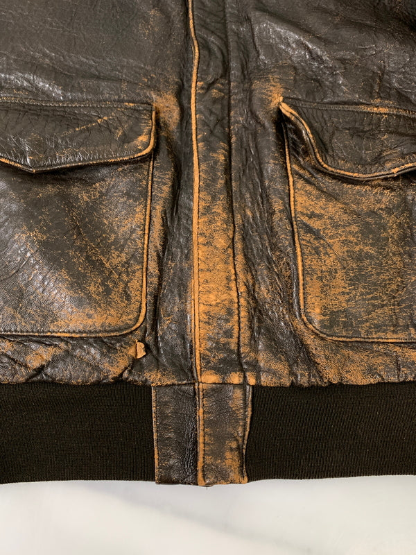 【現状渡し品】【メンズ】 AVIREX アヴィレックス A-2 LEATHER JACKET レザー ジャケット メンズ アウター ブルゾン 革ジャン 145-261002-em-59-min カラー：ブラウン 万代Net店