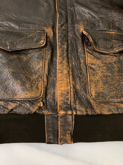 【現状渡し品】【メンズ】 AVIREX アヴィレックス A-2 LEATHER JACKET レザー ジャケット メンズ アウター ブルゾン 革ジャン 145-261002-em-59-min カラー：ブラウン 万代Net店