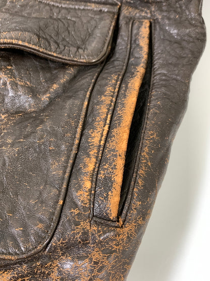 【現状渡し品】【メンズ】 AVIREX アヴィレックス A-2 LEATHER JACKET レザー ジャケット メンズ アウター ブルゾン 革ジャン 145-261002-em-59-min カラー：ブラウン 万代Net店