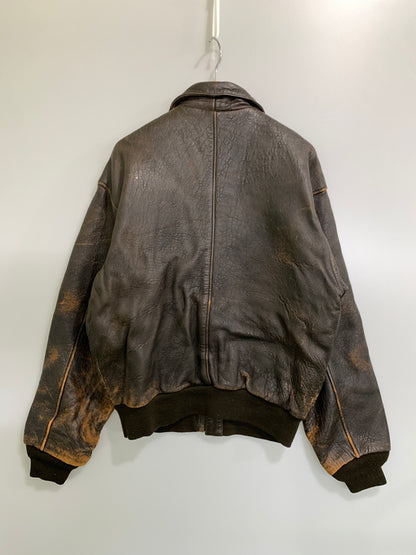 【現状渡し品】【メンズ】 AVIREX アヴィレックス A-2 LEATHER JACKET レザー ジャケット メンズ アウター ブルゾン 革ジャン 145-261002-em-59-min カラー：ブラウン 万代Net店