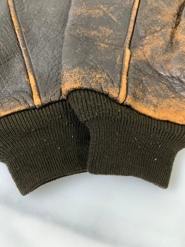 【現状渡し品】【メンズ】 AVIREX アヴィレックス A-2 LEATHER JACKET レザー ジャケット メンズ アウター ブルゾン 革ジャン 145-261002-em-59-min カラー：ブラウン 万代Net店