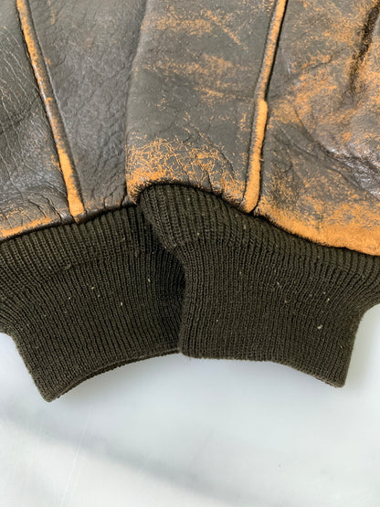 【現状渡し品】【メンズ】 AVIREX アヴィレックス A-2 LEATHER JACKET レザー ジャケット メンズ アウター ブルゾン 革ジャン 145-261002-em-59-min カラー：ブラウン 万代Net店