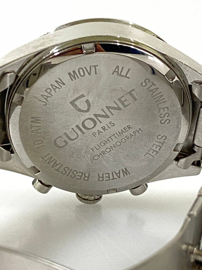 【中古品】【メンズ】 GUIONNET ギオネ フライトタイマータキメータークロノグラフ クオーツ腕時計 197-261008-KS-24-min カラー：シルバー 万代Net店