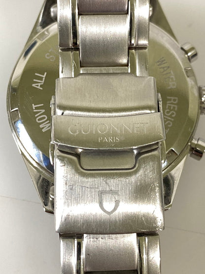 【中古品】【メンズ】 GUIONNET ギオネ フライトタイマータキメータークロノグラフ クオーツ腕時計 197-261008-KS-24-min カラー：シルバー 万代Net店