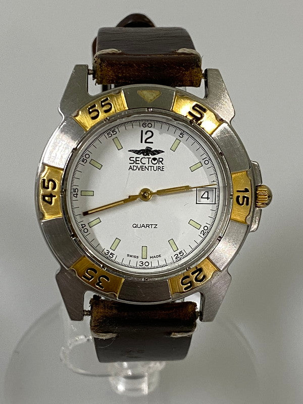 【中古品】【メンズ】 SECTOR セクター ADVENTURE アドベンチャー アナログ クオーツ腕時計 197-261008-KS-23-min カラー：シルバー/ゴールド/ブラウン 万代Net店