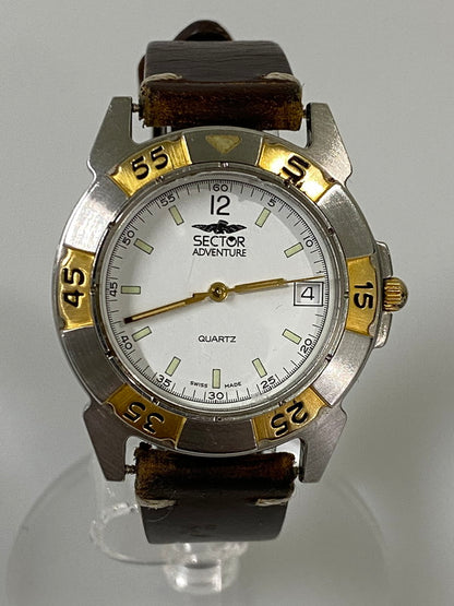 【中古品】【メンズ】 SECTOR セクター ADVENTURE アドベンチャー アナログ クオーツ腕時計 197-261008-KS-23-min カラー：シルバー/ゴールド/ブラウン 万代Net店