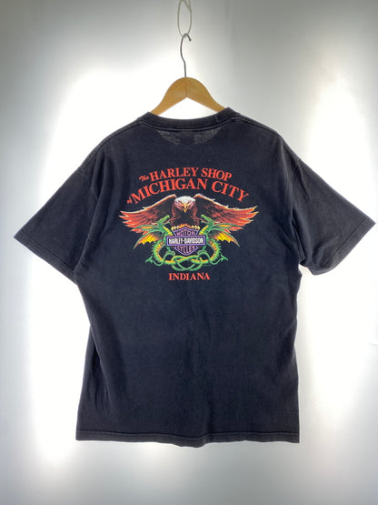 【中古品】【メンズ】 HARLEY-DAVIDSON ハーレーダビッドソン 00S MICHIGAN CITY TEE 00年代 ショートスリーブ 半袖 Tシャツ メンズ トップス ヴィンテージ 146-261005-em-12-min サイズ：L カラー：ブラック 万代Net店