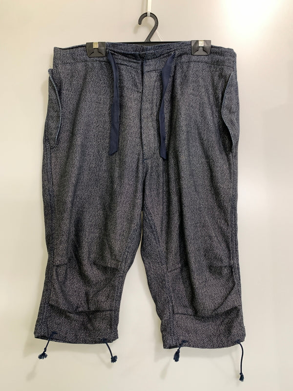 【中古品】【メンズ】 QUILP MODE ET ARTISANS クイルプ モード アルチザン WIDE EASY PANT ワイドイージーパンツ ヘリンボーン クロップドパンツ 151-261010-ta-09-min サイズ：ONE カラー：ネイビー 万代Net店