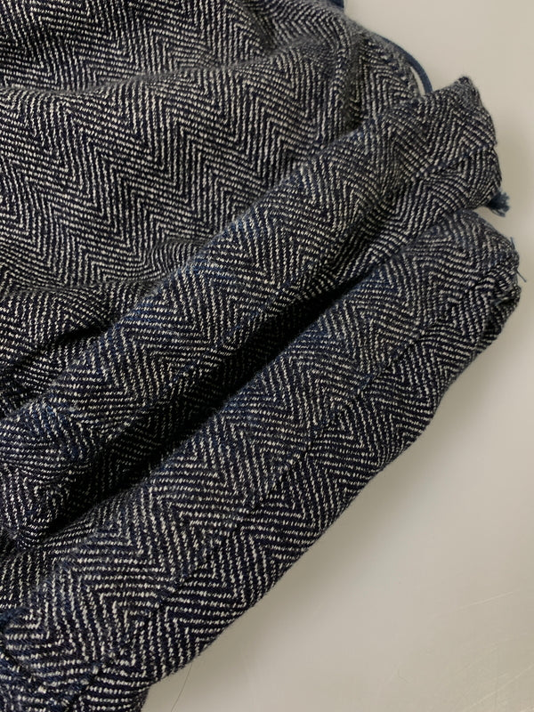 【中古品】【メンズ】 QUILP MODE ET ARTISANS クイルプ モード アルチザン WIDE EASY PANT ワイドイージーパンツ ヘリンボーン クロップドパンツ 151-261010-ta-09-min サイズ：ONE カラー：ネイビー 万代Net店