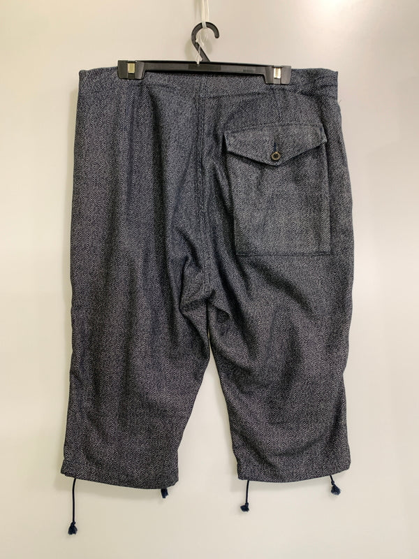 【中古品】【メンズ】 QUILP MODE ET ARTISANS クイルプ モード アルチザン WIDE EASY PANT ワイドイージーパンツ ヘリンボーン クロップドパンツ 151-261010-ta-09-min サイズ：ONE カラー：ネイビー 万代Net店