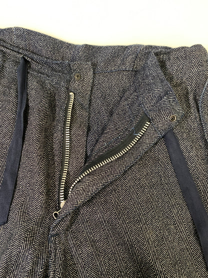 【中古品】【メンズ】 QUILP MODE ET ARTISANS クイルプ モード アルチザン WIDE EASY PANT ワイドイージーパンツ ヘリンボーン クロップドパンツ 151-261010-ta-09-min サイズ：ONE カラー：ネイビー 万代Net店