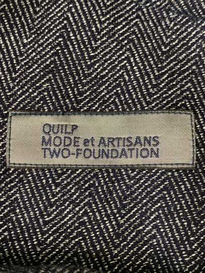 【中古品】【メンズ】 QUILP MODE ET ARTISANS クイルプ モード アルチザン WIDE EASY PANT ワイドイージーパンツ ヘリンボーン クロップドパンツ 151-261010-ta-09-min サイズ：ONE カラー：ネイビー 万代Net店