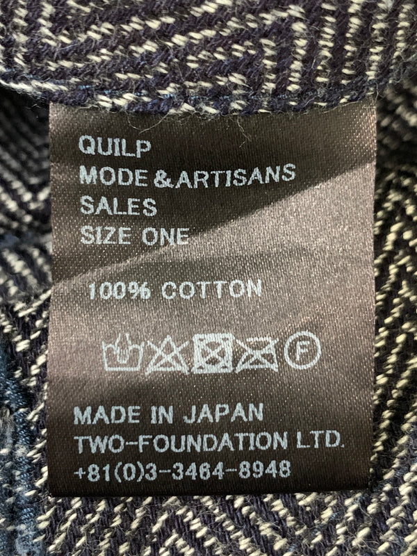 【中古品】【メンズ】 QUILP MODE ET ARTISANS クイルプ モード アルチザン WIDE EASY PANT ワイドイージーパンツ ヘリンボーン クロップドパンツ 151-261010-ta-09-min サイズ：ONE カラー：ネイビー 万代Net店