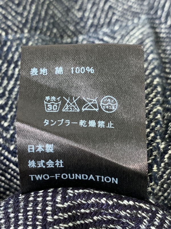 【中古品】【メンズ】 QUILP MODE ET ARTISANS クイルプ モード アルチザン WIDE EASY PANT ワイドイージーパンツ ヘリンボーン クロップドパンツ 151-261010-ta-09-min サイズ：ONE カラー：ネイビー 万代Net店