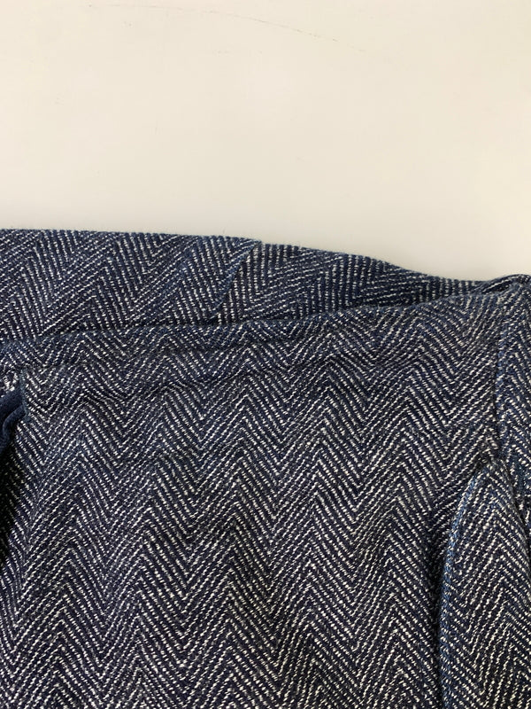 【中古品】【メンズ】 QUILP MODE ET ARTISANS クイルプ モード アルチザン WIDE EASY PANT ワイドイージーパンツ ヘリンボーン クロップドパンツ 151-261010-ta-09-min サイズ：ONE カラー：ネイビー 万代Net店