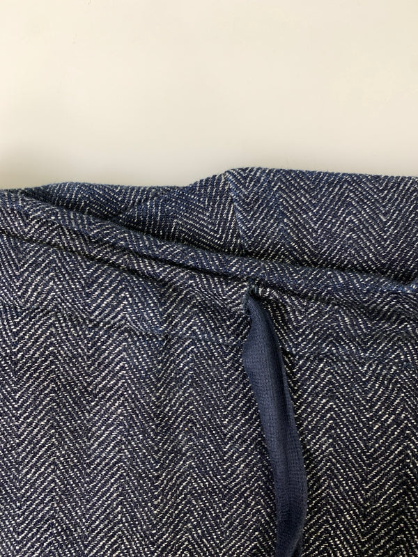 【中古品】【メンズ】 QUILP MODE ET ARTISANS クイルプ モード アルチザン WIDE EASY PANT ワイドイージーパンツ ヘリンボーン クロップドパンツ 151-261010-ta-09-min サイズ：ONE カラー：ネイビー 万代Net店