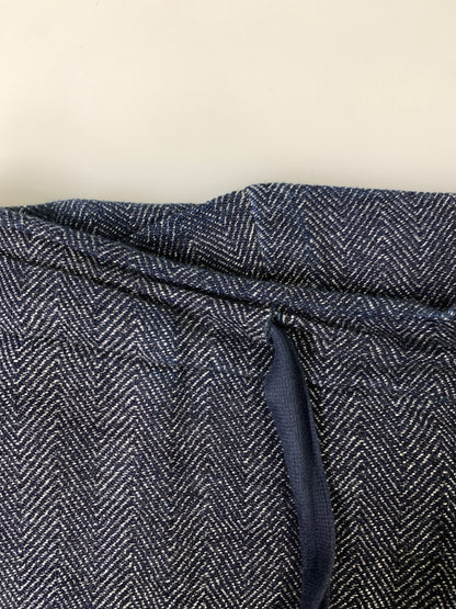 【中古品】【メンズ】 QUILP MODE ET ARTISANS クイルプ モード アルチザン WIDE EASY PANT ワイドイージーパンツ ヘリンボーン クロップドパンツ 151-261010-ta-09-min サイズ：ONE カラー：ネイビー 万代Net店