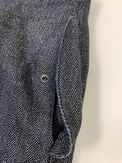【中古品】【メンズ】 QUILP MODE ET ARTISANS クイルプ モード アルチザン WIDE EASY PANT ワイドイージーパンツ ヘリンボーン クロップドパンツ 151-261010-ta-09-min サイズ：ONE カラー：ネイビー 万代Net店