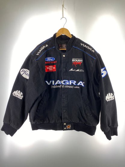 【中古品】【メンズ】 JH DESIGN ジェイエイチ デザイン レーシングジャケット メンズ アウター ブルゾン ワッペン 刺繍 146-261005-em-19-min サイズ：XXL カラー：ブラック 万代Net店