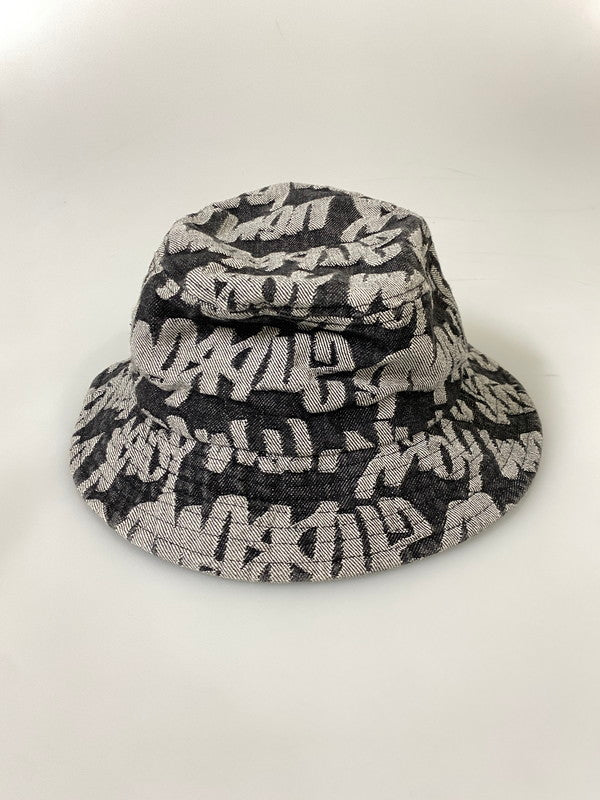 【中古品】【メンズ】 SUPREME シュプリーム FAT TIP JACQUARD DENIM CRUSHER ファット ティップ ジャカード デニム クラッシャー 帽子 ハット バケットハット 185-261008-KS-27-min サイズ：M-R カラー：ブラック/グレー 万代Net店