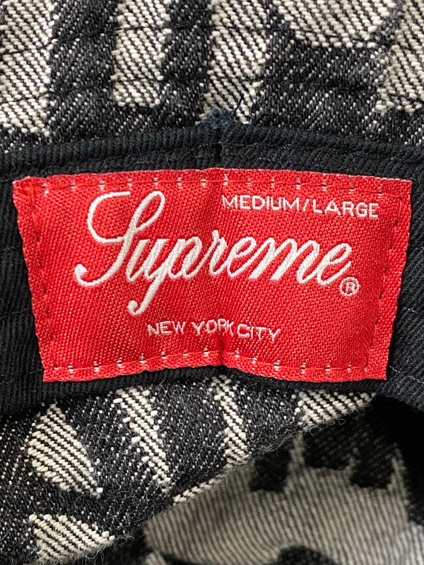 【中古品】【メンズ】 SUPREME シュプリーム FAT TIP JACQUARD DENIM CRUSHER ファット ティップ ジャカード デニム クラッシャー 帽子 ハット バケットハット 185-261008-KS-27-min サイズ：M-R カラー：ブラック/グレー 万代Net店