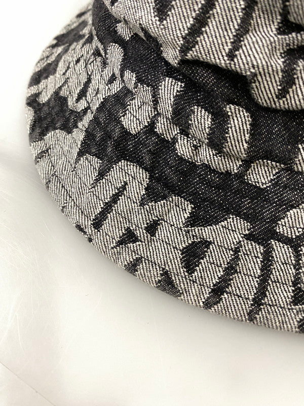【中古品】【メンズ】 SUPREME シュプリーム FAT TIP JACQUARD DENIM CRUSHER ファット ティップ ジャカード デニム クラッシャー 帽子 ハット バケットハット 185-261008-KS-27-min サイズ：M-R カラー：ブラック/グレー 万代Net店