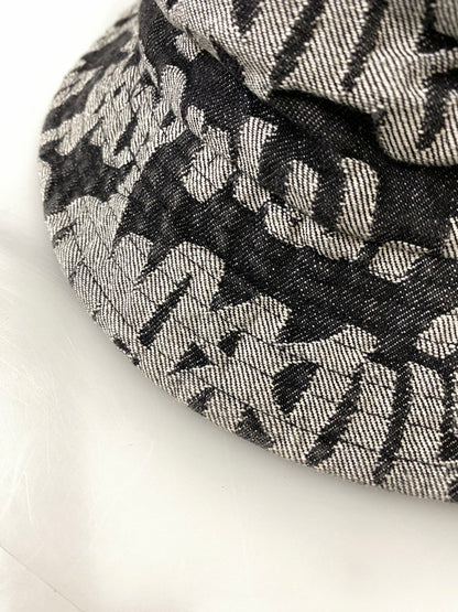 【中古品】【メンズ】 SUPREME シュプリーム FAT TIP JACQUARD DENIM CRUSHER ファット ティップ ジャカード デニム クラッシャー 帽子 ハット バケットハット 185-261008-KS-27-min サイズ：M-R カラー：ブラック/グレー 万代Net店
