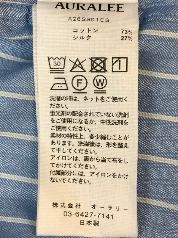 【中古品】【メンズ】 AURALEE オーラリー COTTON SILK STRIPE SHIRT A26SS01CS 26SS コットン シルク ストライプ シャツ 長袖シャツ メンズ トップス 140-261007-em-21-min サイズ：3 カラー：ライトブルー（ストライプ） 万代Net店
