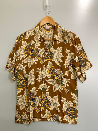 【中古品】【メンズ】 PEARL DINER パール ダイナー ALOHA SHIRT アロハ シャツ ハワイアン シャツ メンズ トップス 半袖シャツ 145-261005-em-35-min サイズ：M カラー：ブラウン系 万代Net店