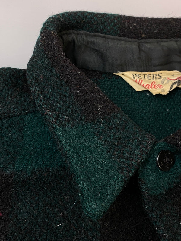 【中古品】【メンズ】 PETERS WHALER ピーターズ ウェイラー 60'S CPO WOOL SHIRT 60年代 ウールシャツ ヴィンテージ ウール製 シャツジャケット メンズ アウター 146-261007-em-33-min サイズ：M カラー：グリーン/ブラック 万代Net店