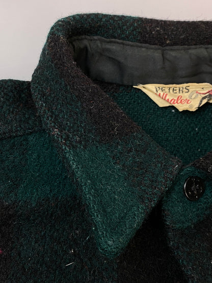 【中古品】【メンズ】 PETERS WHALER ピーターズ ウェイラー 60'S CPO WOOL SHIRT 60年代 ウールシャツ ヴィンテージ ウール製 シャツジャケット メンズ アウター 146-261007-em-33-min サイズ：M カラー：グリーン/ブラック 万代Net店
