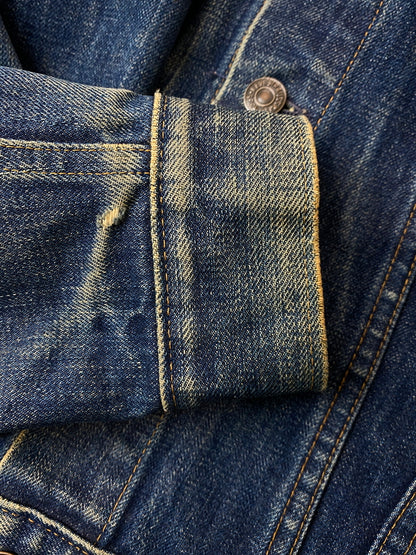 【現状渡し品】【メンズ】 LEVI'S リーバイス 60S 70 505 BIG E DENIM JACKET 60年代 70年代 505 ビッグE 赤タブ デニムジャケット メンズ アウター Gジャン ヴィンテージ 146-261015-em-06-min カラー：インディゴ 万代Net店