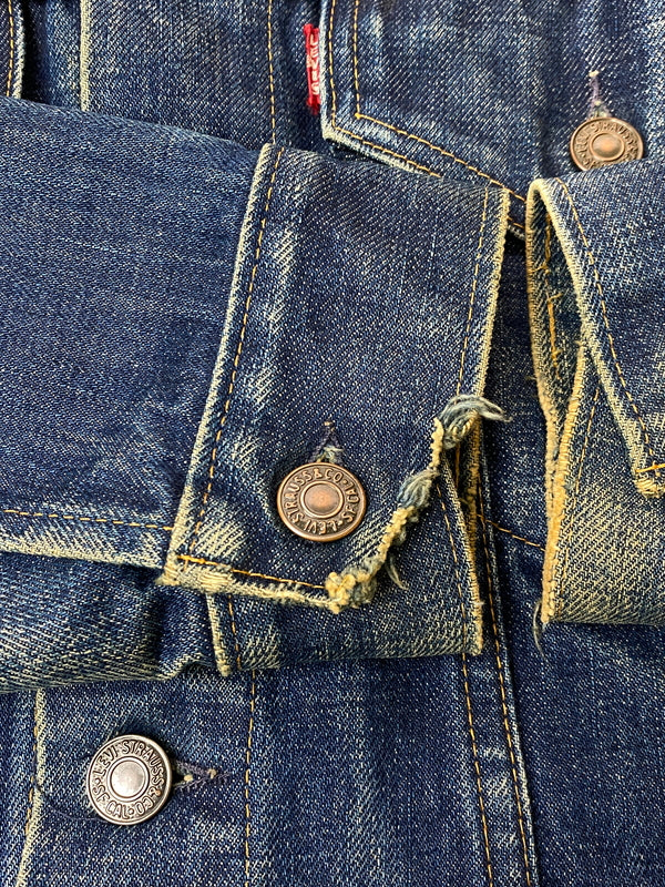 【現状渡し品】【メンズ】 LEVI'S リーバイス 60S 70 505 BIG E DENIM JACKET 60年代 70年代 505 ビッグE 赤タブ デニムジャケット メンズ アウター Gジャン ヴィンテージ 146-261015-em-06-min カラー：インディゴ 万代Net店