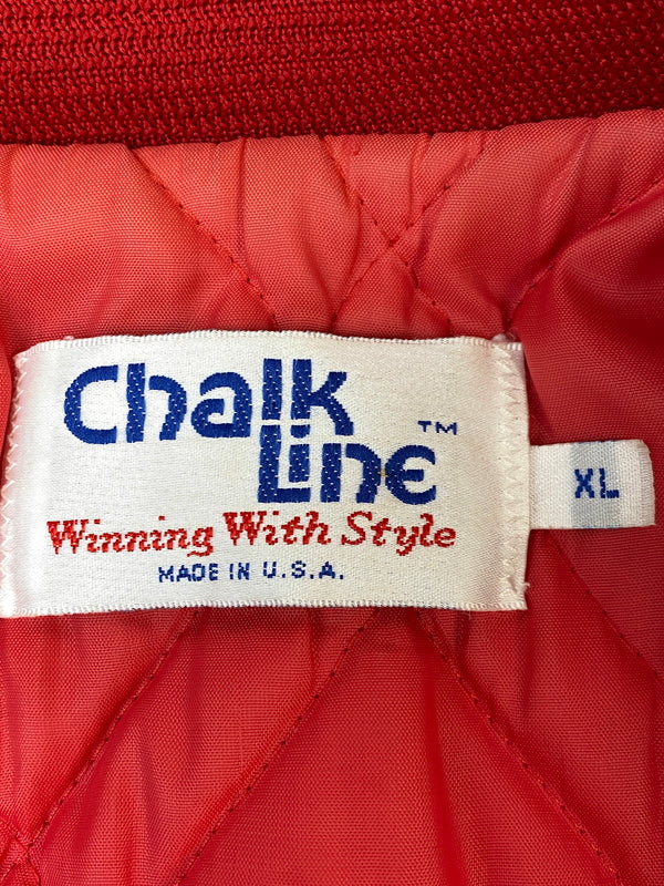 【現状渡し品】【メンズ】 CHALK LINE チョーク ライン 80S NYLON AWARD JACKET 80年代 ナイロン アワード ジャケット メンズ アウター スタジアムジャンパー スタジャン 146-261007-em-36-min サイズ：XL カラー：レッド 万代Net店