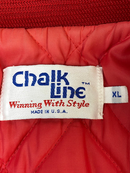 【現状渡し品】【メンズ】 CHALK LINE チョーク ライン 80S NYLON AWARD JACKET 80年代 ナイロン アワード ジャケット メンズ アウター スタジアムジャンパー スタジャン 146-261007-em-36-min サイズ：XL カラー：レッド 万代Net店