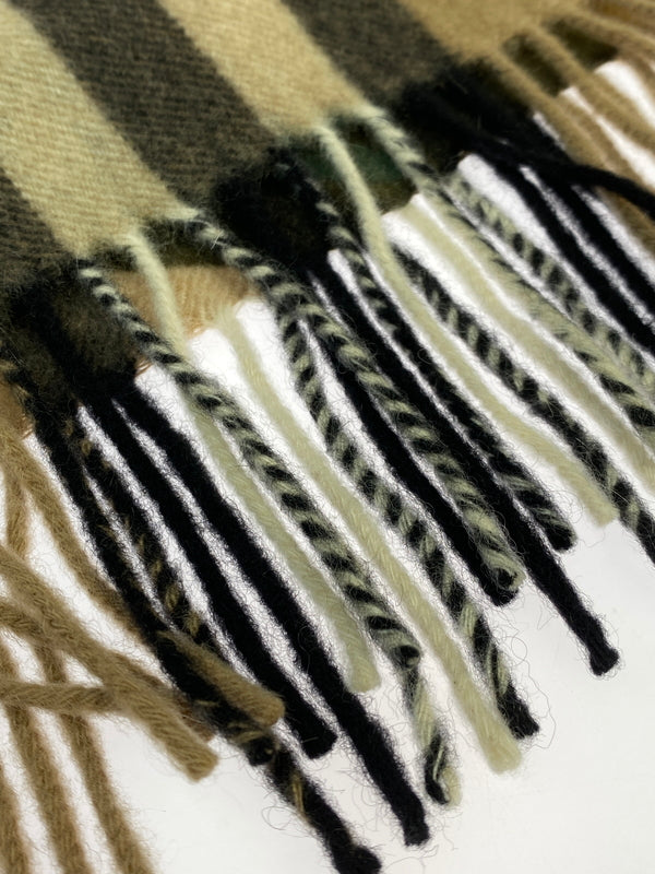 【中古品】【メンズ/レディース】 BURBERRY バーバリー WOOL MUFFLER ITFRAFER10CAS ウールマフラー チェック スカーフ 大型ストール 183-261008-em-13-min カラー：ベージュ系 万代Net店