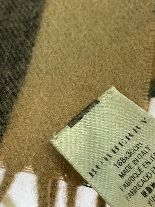 【中古品】【メンズ/レディース】 BURBERRY バーバリー WOOL MUFFLER ITFRAFER10CAS ウールマフラー チェック スカーフ 大型ストール 183-261008-em-13-min カラー：ベージュ系 万代Net店