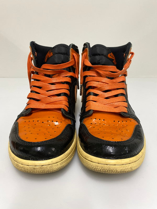 【中古品】【メンズ】 NIKE ナイキ AIR JORDAN 1 HIGH エアジョーダン ワン ハイ "SHATTERED BACKBOARD 3.0" シャッタード バックボード スリー 555088-028 160-261008-KS-14-min サイズ：27cm US9 カラー：ブラック/オレンジ 万代Net店
