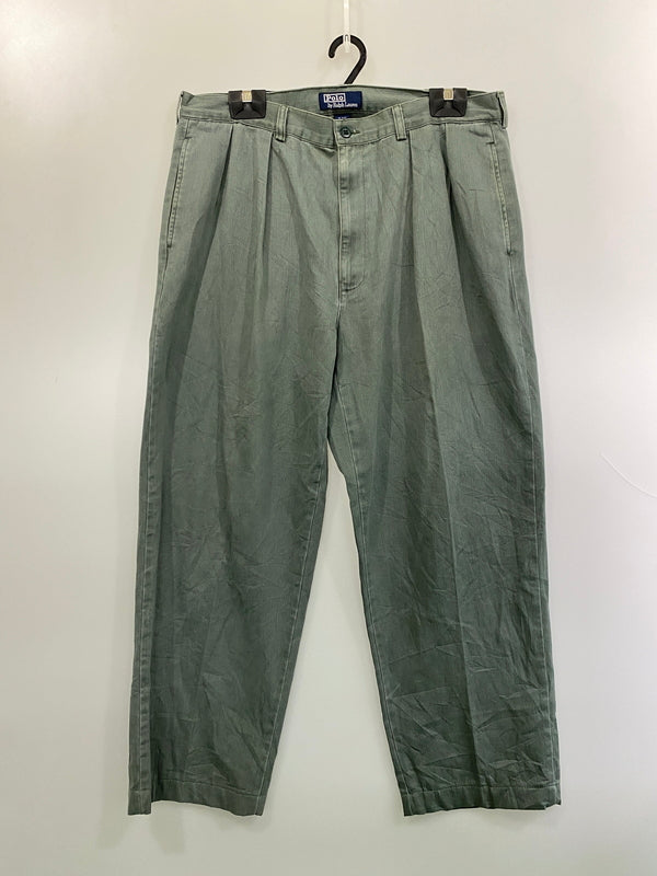 【中古品】【メンズ】 POLO RALPH LAUREN ポロ・ラルフローレン 90S MADE IN MEXICO CHINO PANTS 90年代 メイドイン メキシコ チノパンツ メンズ ヴィンテージ ボトムス チノパン 157-261022-em-60-min サイズ：38×32 カラー：グリーン系 万代Net店
